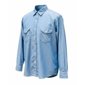 70s Osh Kosh Chambray Vintage Wear Work Shirt Sz XL Motorcycle Mechanic